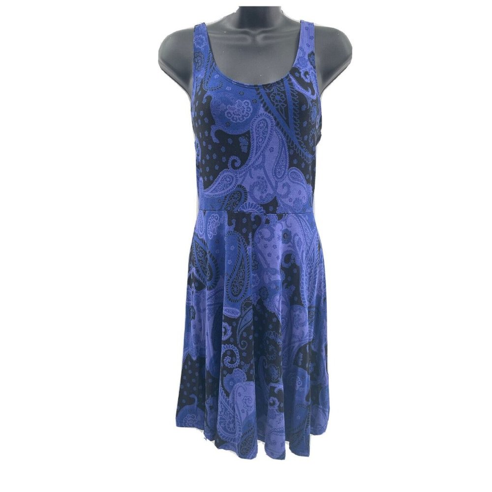Express Sleeveless Dress Paisley Sundress Blue Fitting Casual Sundress Size S
